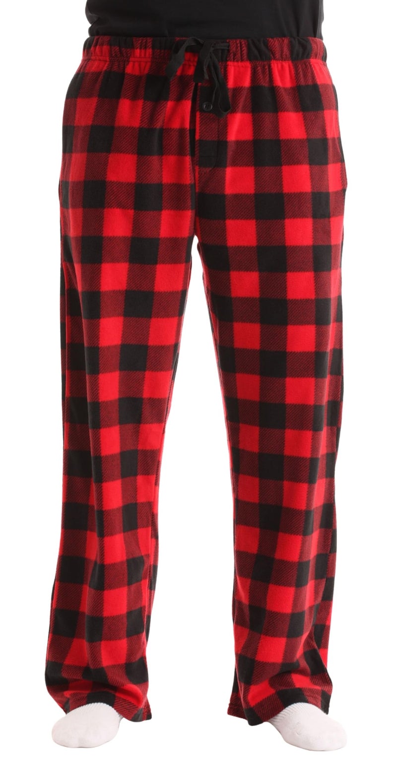 #FollowMe 45902-1A-M Polar Fleece Pajama Pants for Men/Sleepwear/PJs, Red Buffalo Plaid, Medium - Image 1